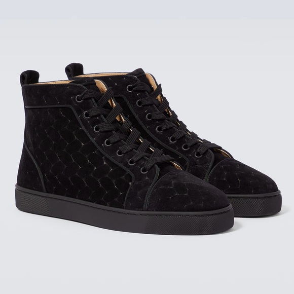 CHRISTIAN LOUBOUTIN LOUIS ORLATO HIGH-TOP SNEAKERS BRAIDED BLACK SUEDE SZ 43 NEW - Picture 10 of 16